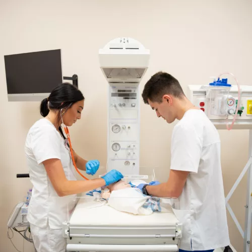 Health Careers student in the exam room