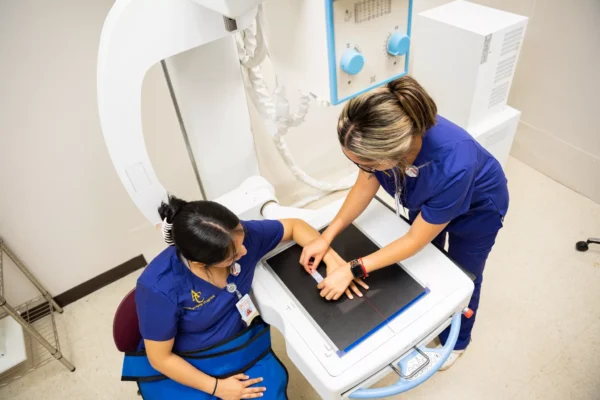 Health Careers student in the exam room