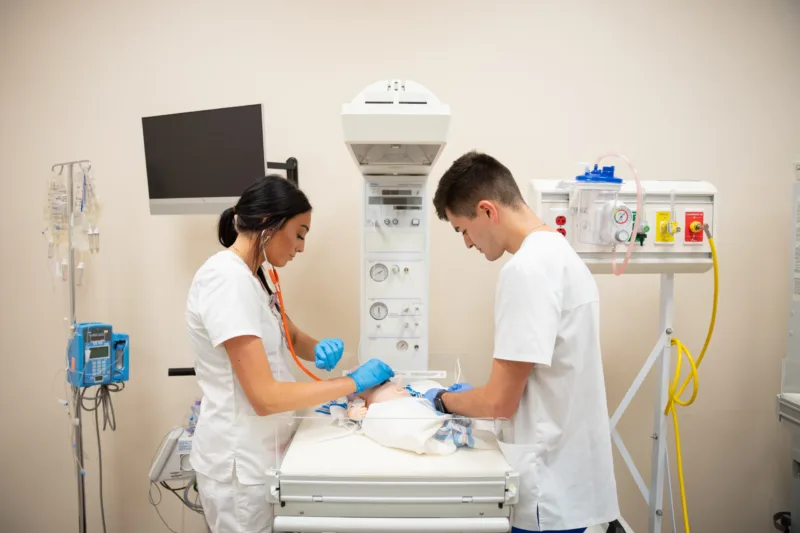 Nursing Students working in the lab