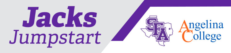 Jacks Jumpstart program logos for Stephen F. Austin State University and Angelina College