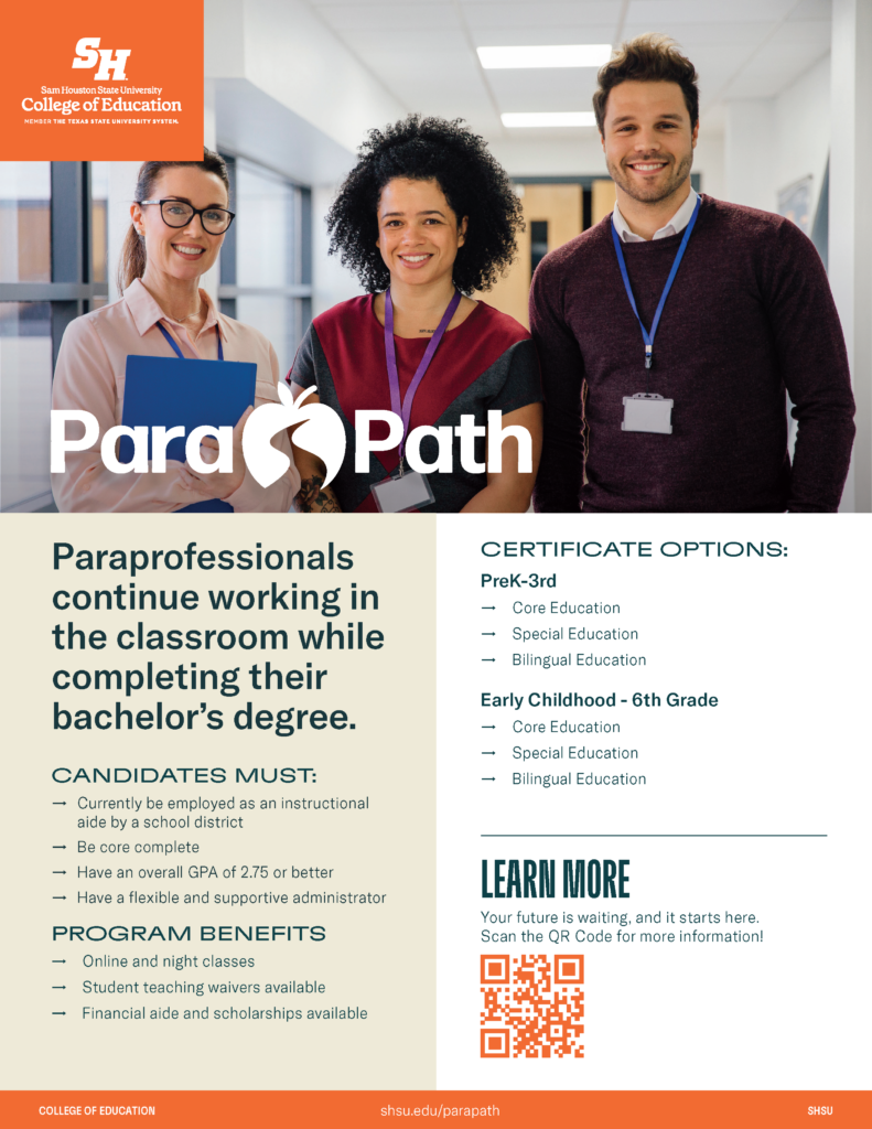 Three adults with folders smile together. Text highlights ParaPath bachelor’s program, requirements, benefits, and certificates.