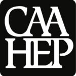 White capital letters "CAAHEP" stacked in two rows on a black square background.