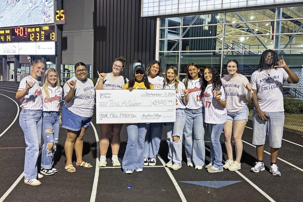 Angelina College Awards Scholarship at Lufkin High School Football Game